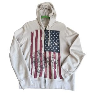 Ralph Lauren Denim & Supply AMERICAN FLAG Distressed Zip Hoodie Mens Medium NWTS